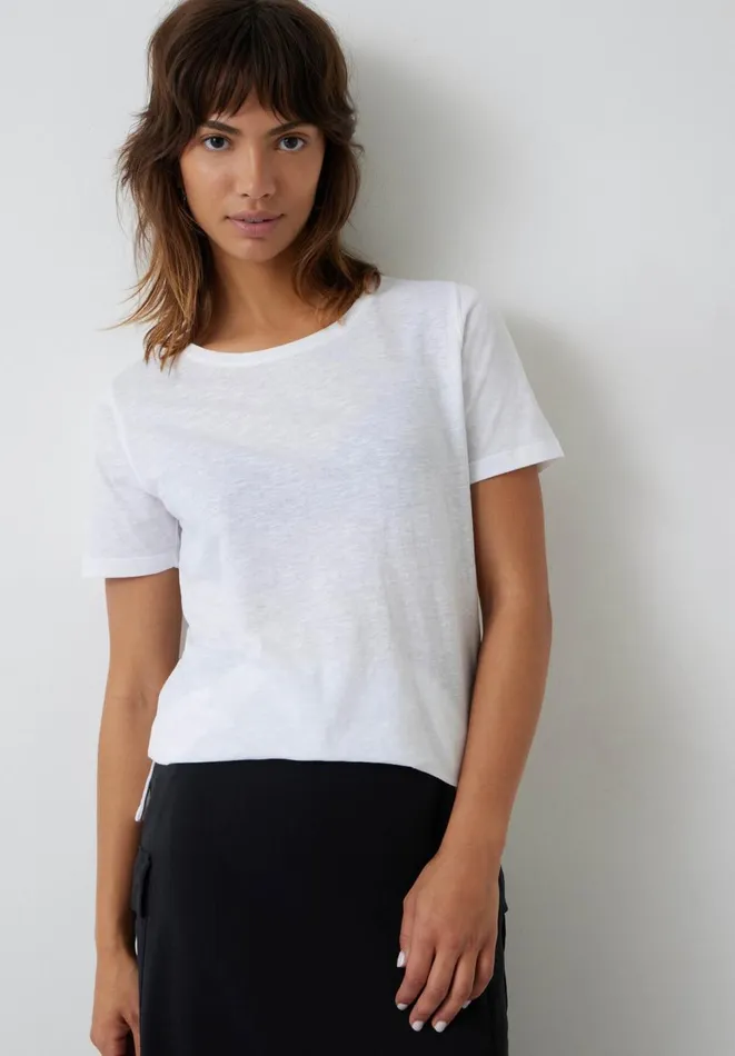 Hush Tops and Tshirts Women Kali Cotton Crew TShirt White