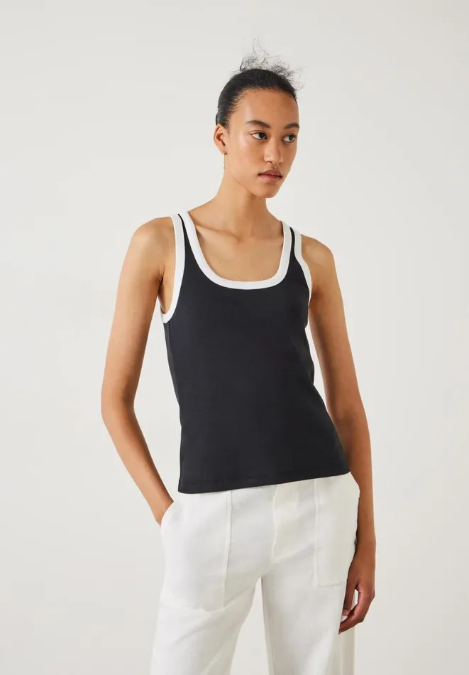 Hush Tops and Tshirts Women Lena Contrast Trim Vest Black