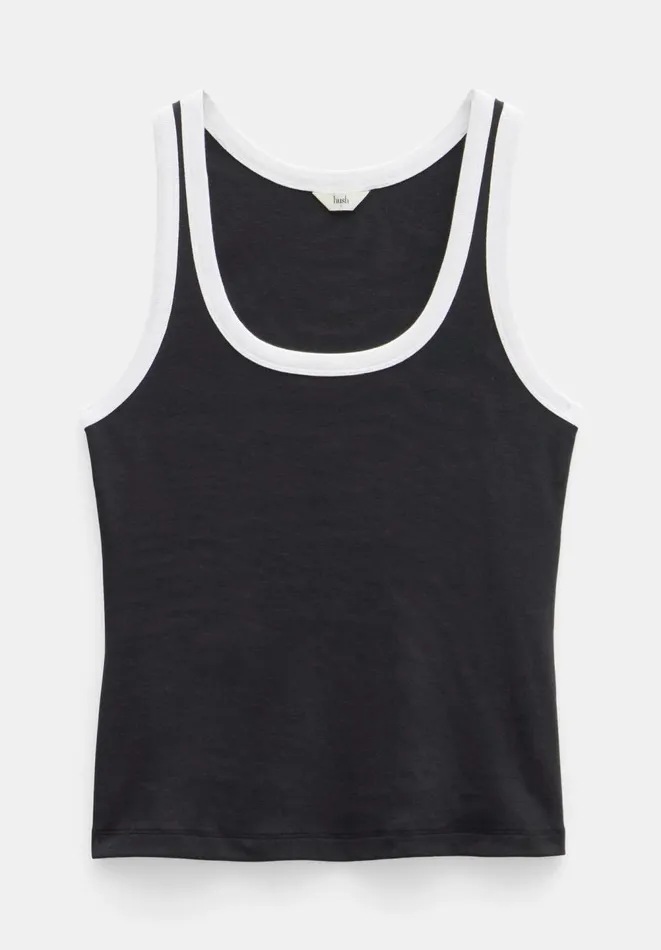 Hush Tops and Tshirts Women Lena Contrast Trim Vest Black Hush Tops and Tshirts Women Lena Contrast Trim Vest Black
