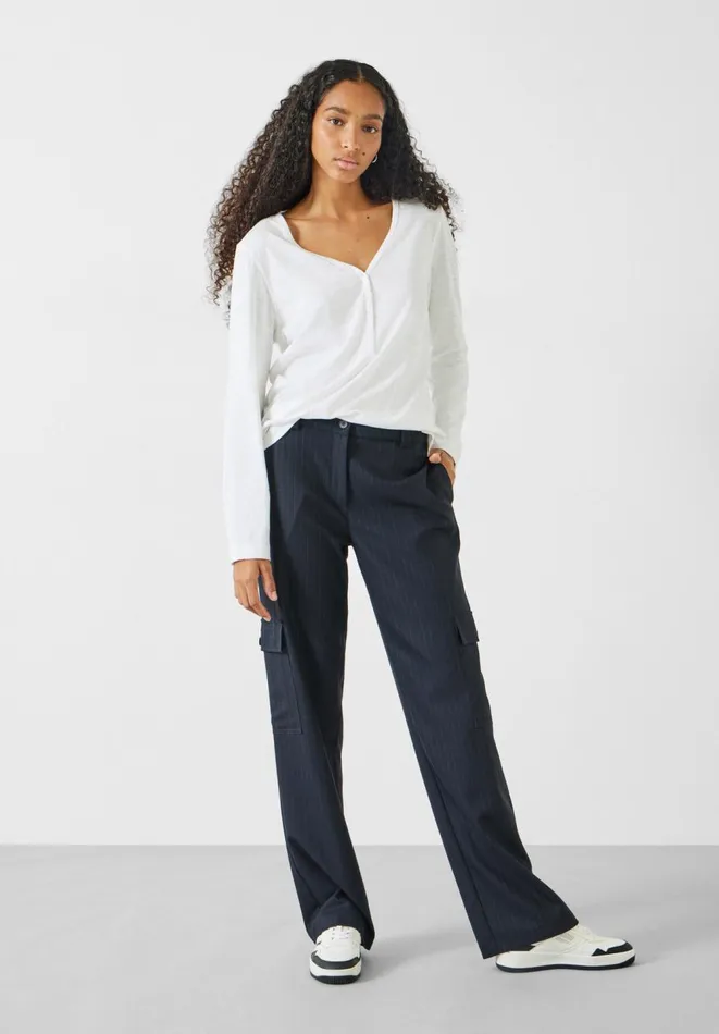 Hush Tops and Tshirts Women Long Sleeve Henley Top White Hush Tops and Tshirts Women Long Sleeve Henley Top White
