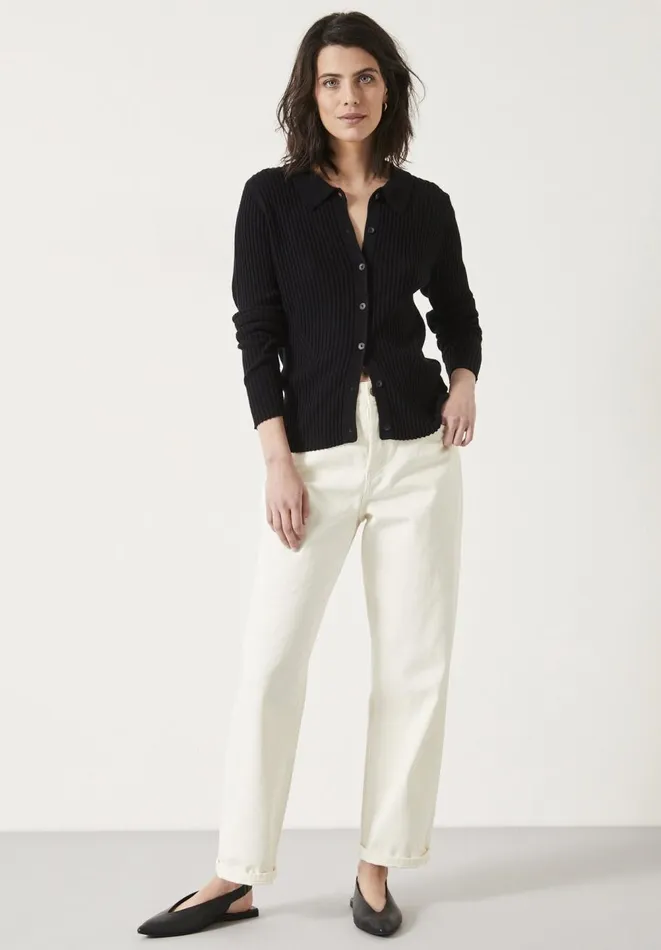 Hush Tops and Tshirts Women Miquita Collared Knitted Cardigan Black Hush Tops and Tshirts Women Miquita Collared Knitted Cardigan Black