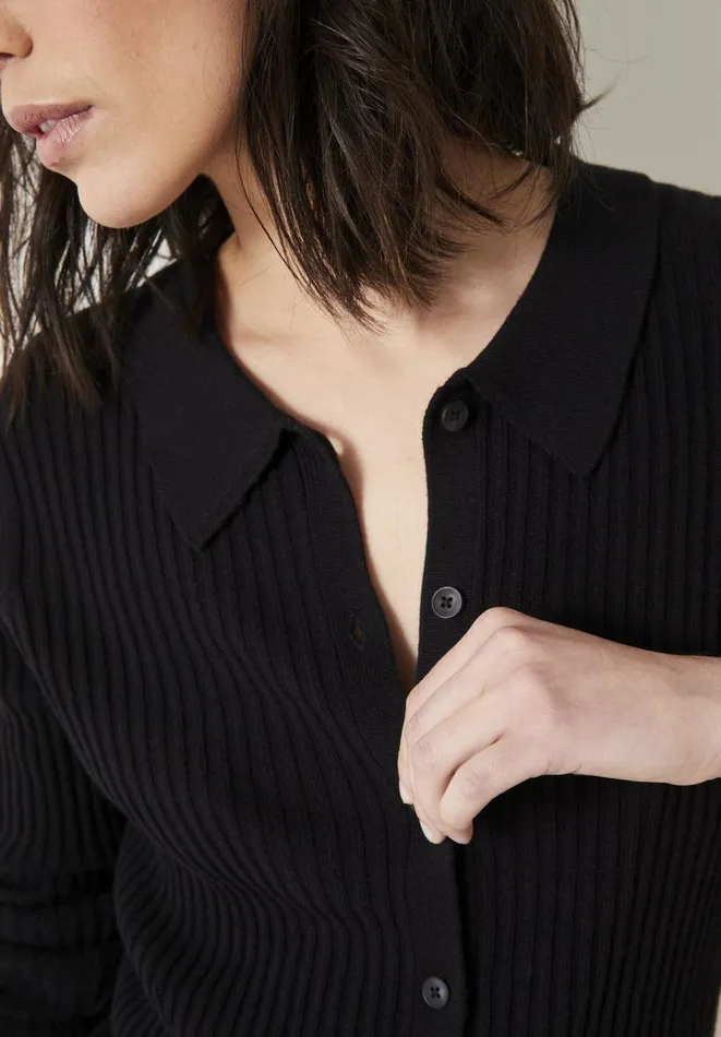 Hush Tops and Tshirts Women Miquita Collared Knitted Cardigan Black Hush Tops and Tshirts Women Miquita Collared Knitted Cardigan Black