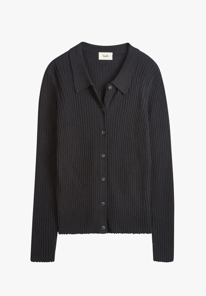 Hush Tops and Tshirts Women Miquita Collared Knitted Cardigan Black Hush Tops and Tshirts Women Miquita Collared Knitted Cardigan Black