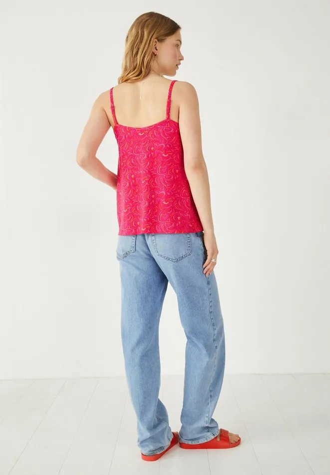 Hush Tops and Tshirts Women Molly Button Through Vest Bright Paisley Pink Hush Tops and Tshirts Women Molly Button Through Vest Bright Paisley Pink
