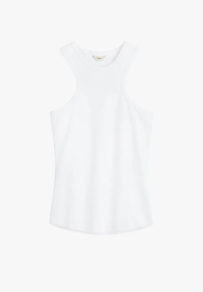 Hush Tops and Tshirts Women Racer Ribbed Tank Top White Hush Tops and Tshirts Women Racer Ribbed Tank Top White