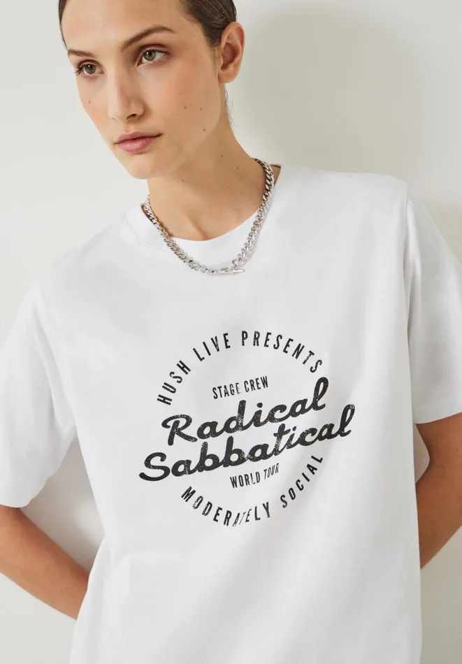 Hush Tops and Tshirts Women Radical Sabbatical Oversized Tshirt White Hush Tops and Tshirts Women Radical Sabbatical Oversized Tshirt White