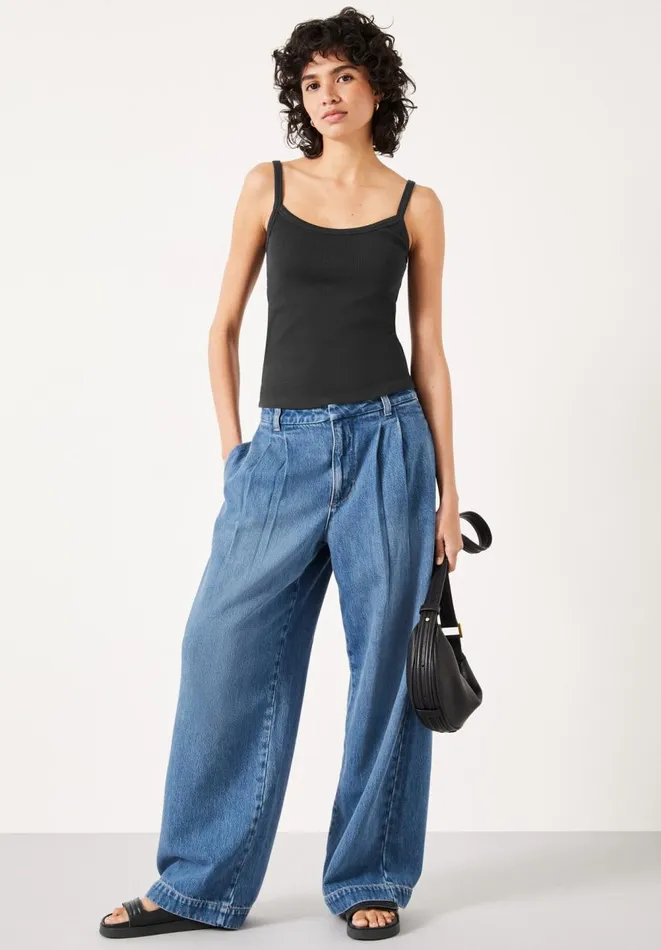 Hush Tops and Tshirts Women Shauna Thin Strap Ribbed Vest Black Hush Tops and Tshirts Women Shauna Thin Strap Ribbed Vest Black