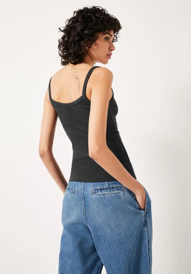 Hush Tops and Tshirts Women Shauna Thin Strap Ribbed Vest Black Hush Tops and Tshirts Women Shauna Thin Strap Ribbed Vest Black