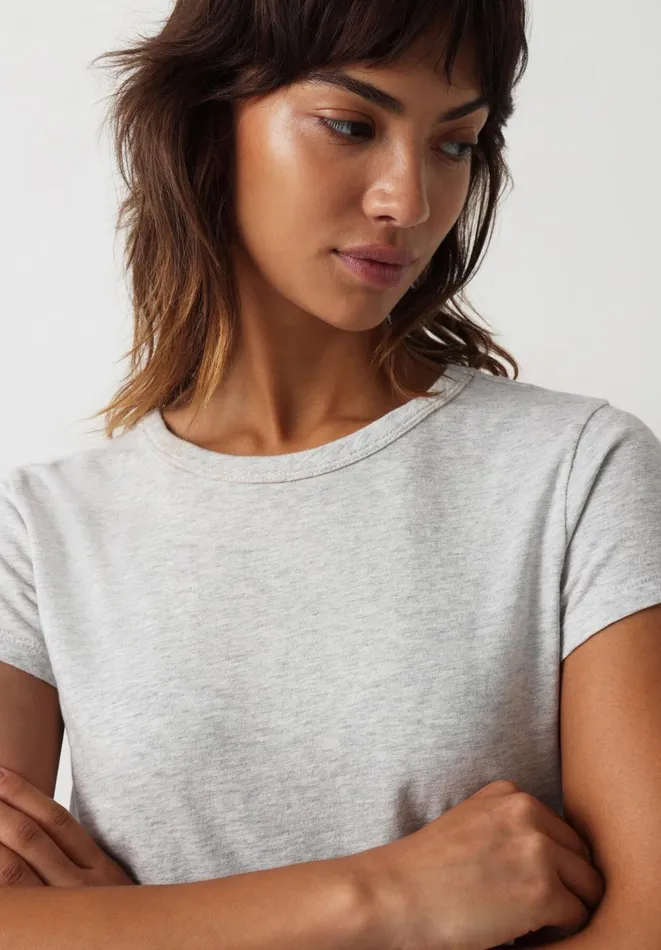 Hush Tops and Tshirts Women Slim Fit Crew TShirt Lightest Grey Marl Hush Tops and Tshirts Women Slim Fit Crew TShirt Lightest Grey Marl