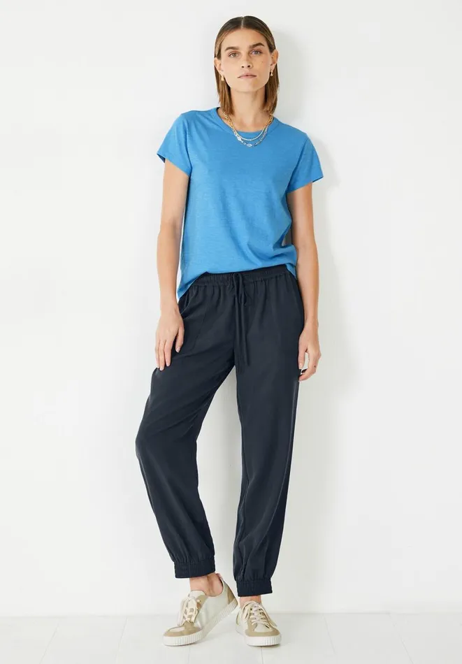 Hush Tops and Tshirts Women Slim Fit Crew TShirt Mediterranean Blue Hush Tops and Tshirts Women Slim Fit Crew TShirt Mediterranean Blue