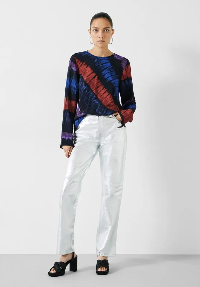 Hush Tops and Tshirts Women Theia Printed Drape Top Tie Dye Stripes Hush Tops and Tshirts Women Theia Printed Drape Top Tie Dye Stripes