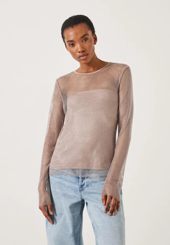 Hush Tops and Tshirts Women Una Sparkle Long Sleeve Top Neutral