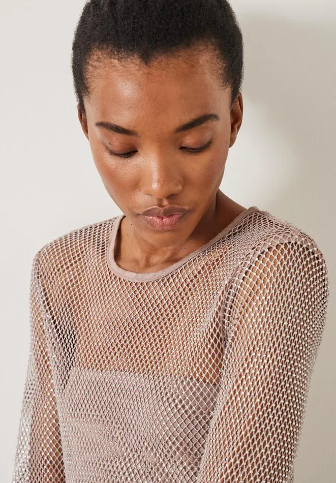 Hush Tops and Tshirts Women Una Sparkle Long Sleeve Top Neutral Hush Tops and Tshirts Women Una Sparkle Long Sleeve Top Neutral