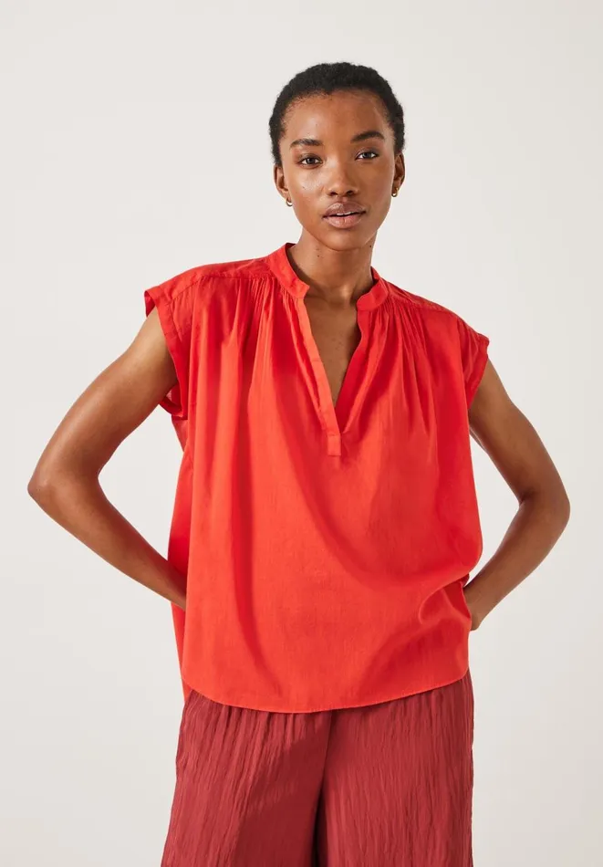 Hush Tops and Tshirts Women Viola Sleeveless Cotton Shirt Red