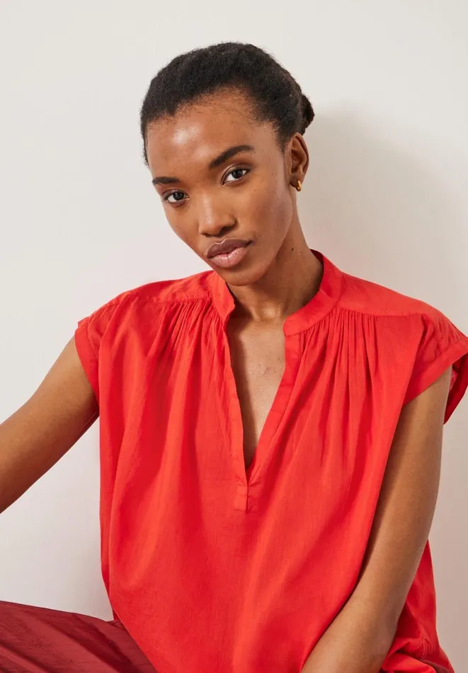 Hush Tops and Tshirts Women Viola Sleeveless Cotton Shirt Red Hush Tops and Tshirts Women Viola Sleeveless Cotton Shirt Red