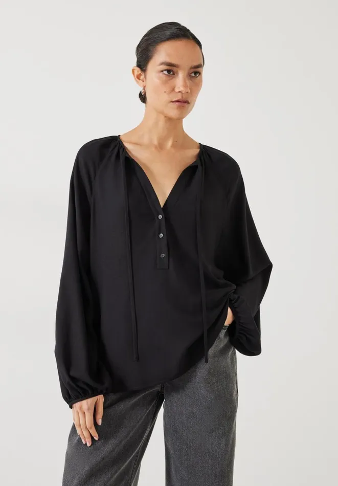 Hush Tops and Tshirts Women Zadie Tie Neck Top Black
