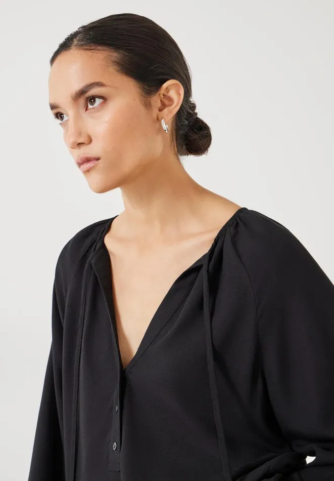 Hush Tops and Tshirts Women Zadie Tie Neck Top Black