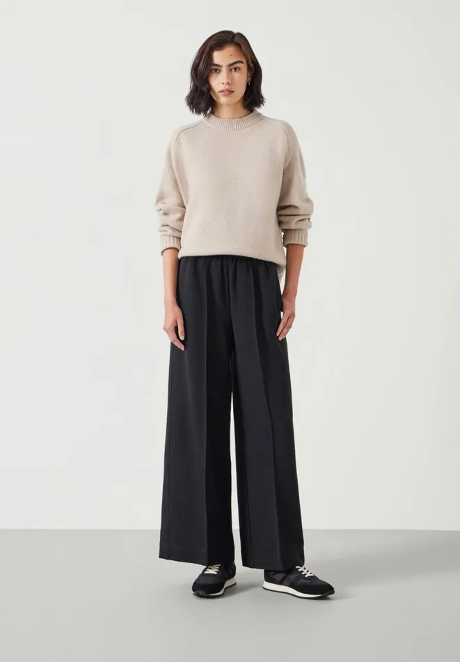 Hush Trousers Women Petunia Pintuck Wide Leg Trousers Black