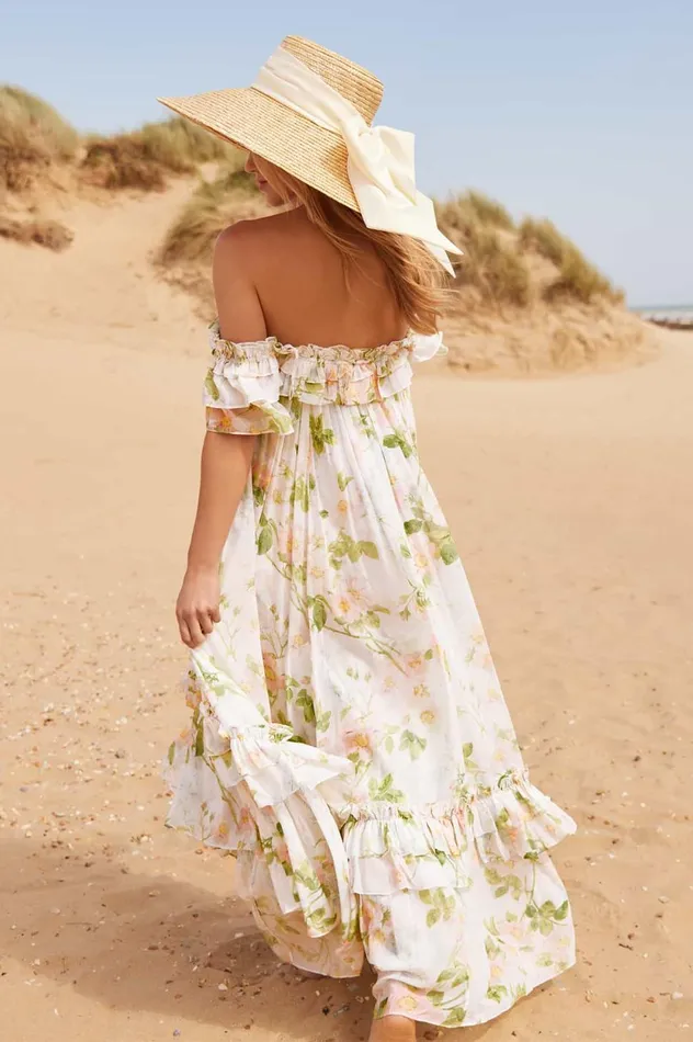 Immortal Rose Aria Chiffon OffShoulder Ankle Gown Multi Women Needle and Thread Dresses