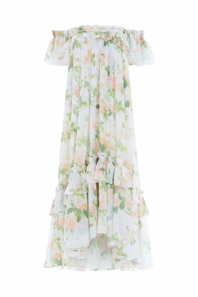 Immortal Rose Aria Chiffon OffShoulder Ankle Gown Multi Women Needle and Thread Dresses