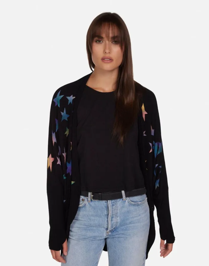 Irina Rainbow Stars Black Women039s Lauren Moshi Sweaters and Knits