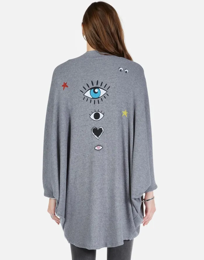 Isla Cosmic Glam Eyes Heather Grey Women039s Lauren Moshi Sweaters and Knits