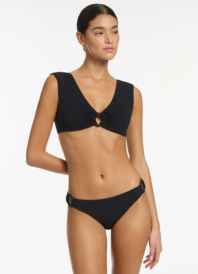 Isla Rib Wide Strap Top Black Women JETS Australia Plunge Bikini Tops