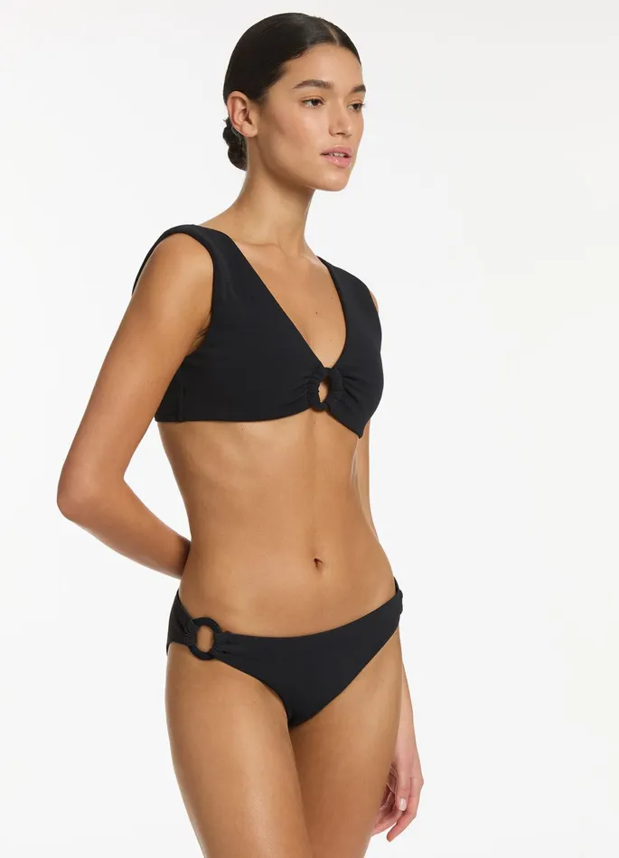 Isla Rib Wide Strap Top Black Women JETS Australia Plunge Bikini Tops