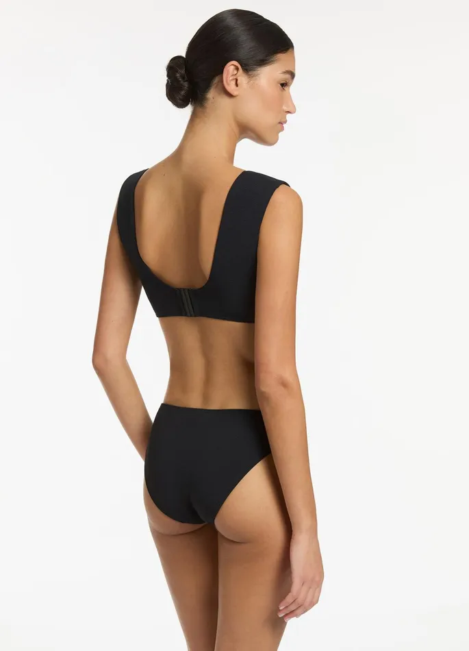 Isla Rib Wide Strap Top Black Women JETS Australia Plunge Bikini Tops