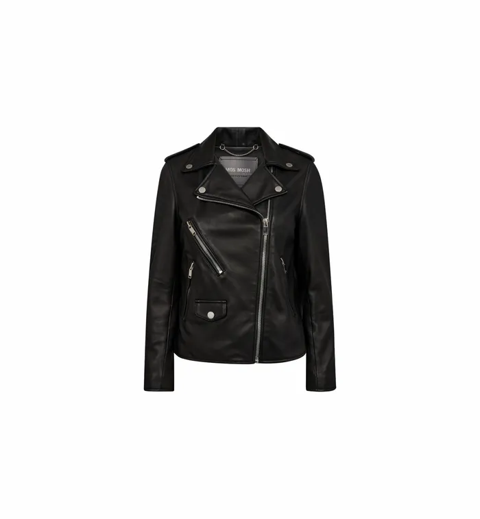 Jackets and Coats MOS MOSH Women MMFrances Biker Leather Jacket Black Jackets and Coats MOS MOSH Women MMFrances Biker Leather Jacket Black