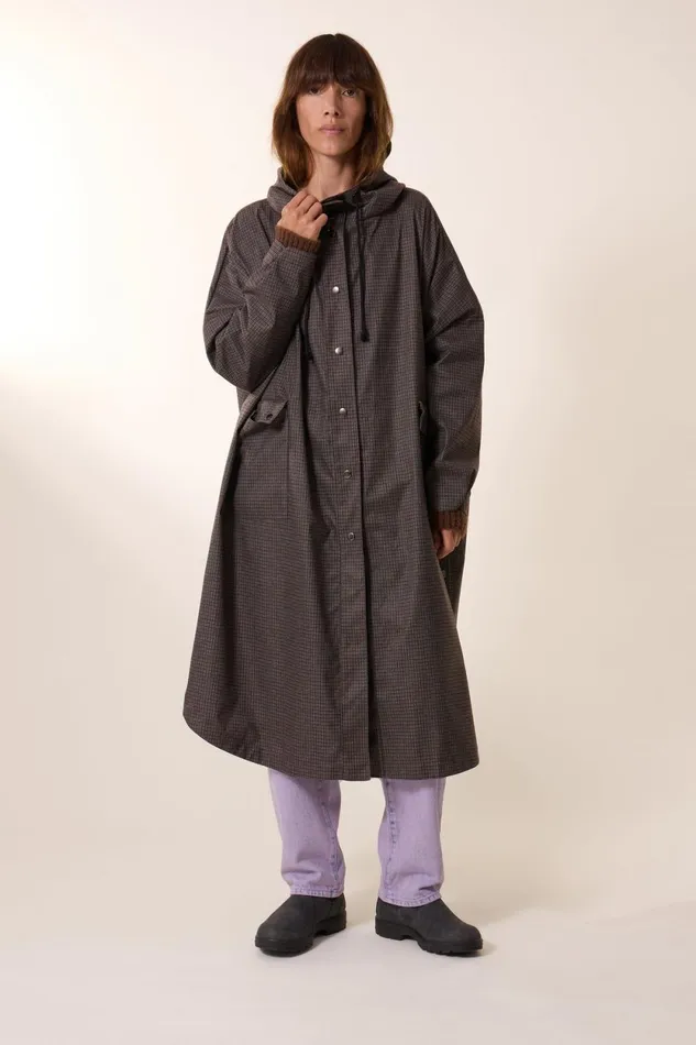 Jackets and Coats Women Leon and Harper Vannah Check Poncho Brown