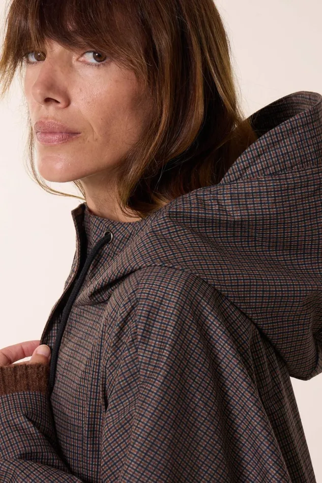 Jackets and Coats Women Leon and Harper Vannah Check Poncho Brown