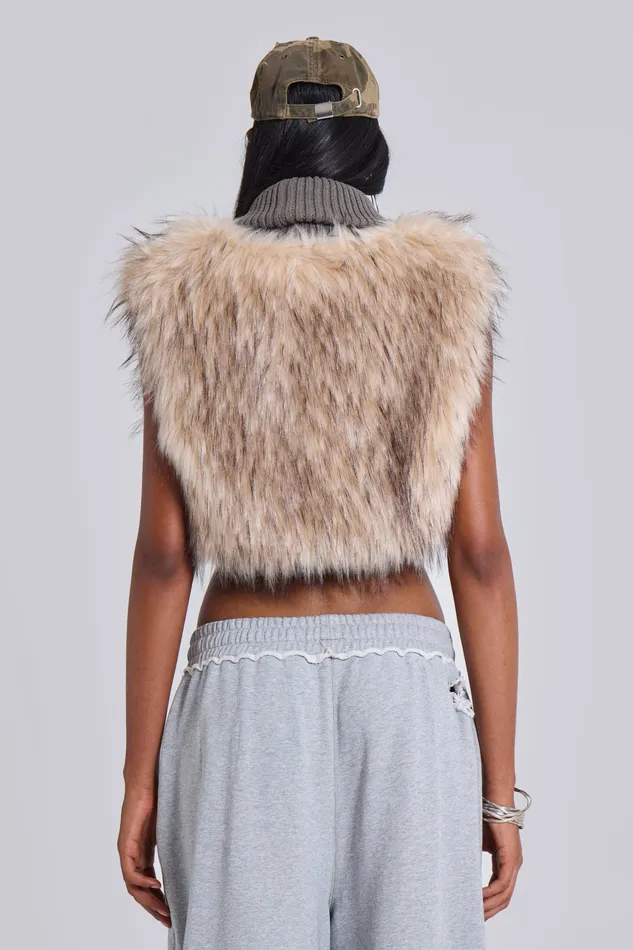 Jaded London Tops Women Meka Faux Fur Knit Shrug