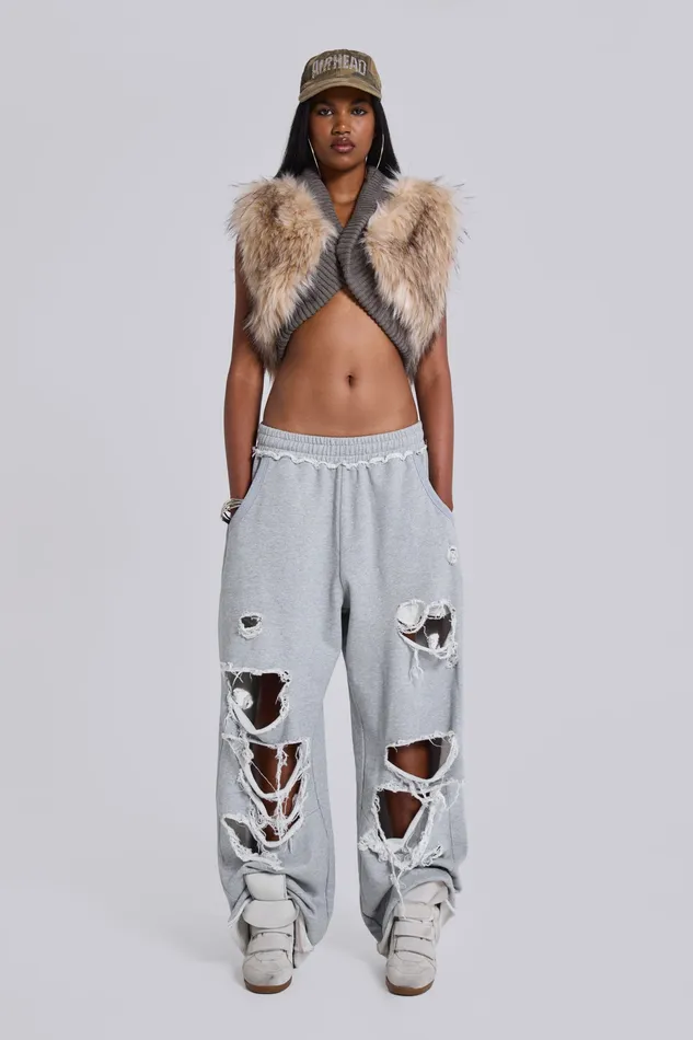 Jaded London Tops Women Meka Faux Fur Knit Shrug