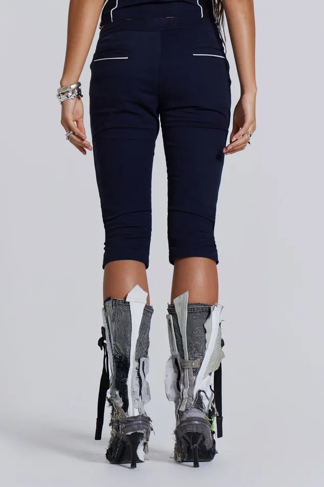 Jaded London Tops Women Shop Racer Capri Trousers in Navy
