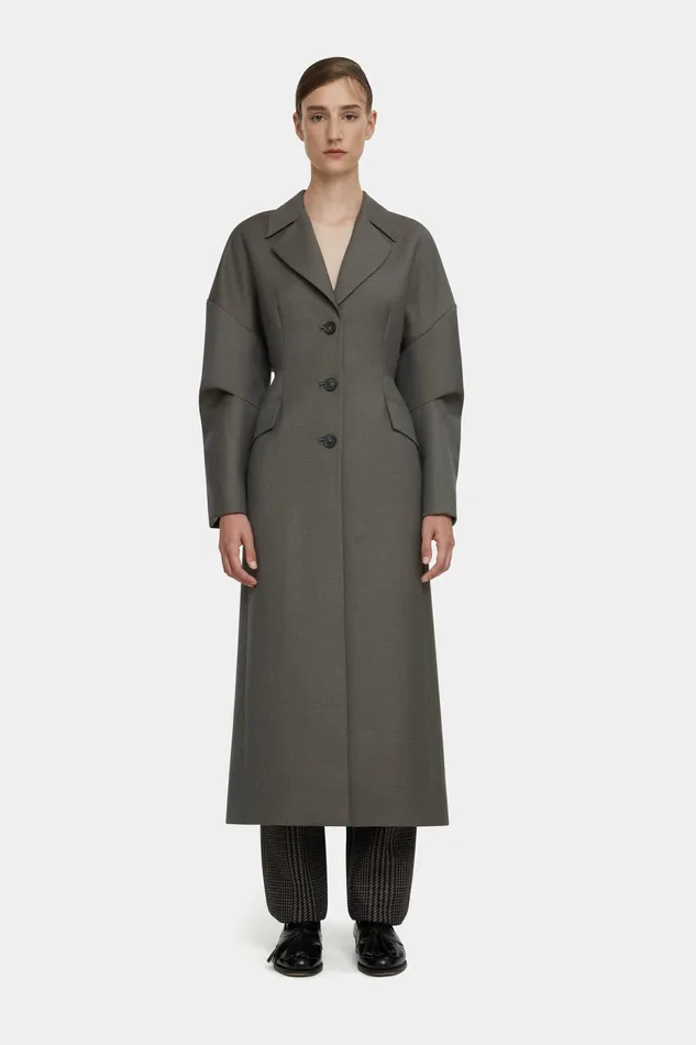 Jaya Tailored Dress in Black Seersucker Mikado Women Jackets And Coats Emilia Wickstead