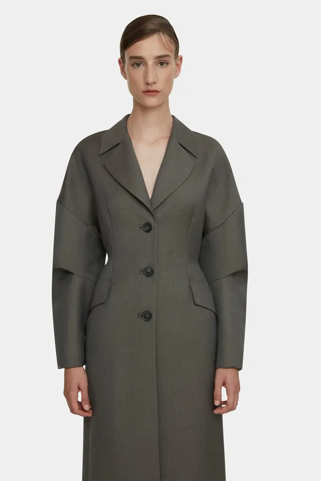 Jaya Tailored Dress in Black Seersucker Mikado Women Jackets And Coats Emilia Wickstead Jaya Tailored Dress in Black Seersucker Mikado Women Jackets And Coats Emilia Wickstead