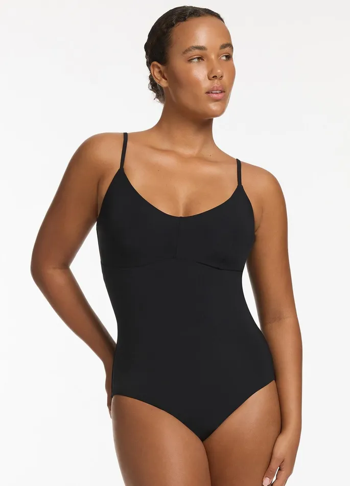 Jetset CD Tank One Piece Black Women JETS Australia Fuller Cup One Piece