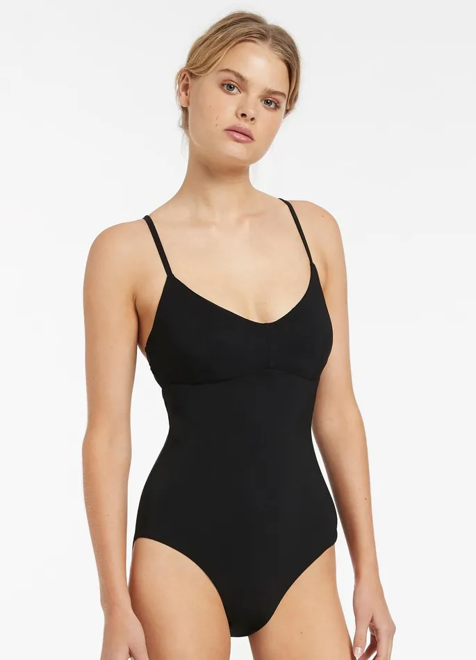 Jetset CD Tank One Piece Black Women JETS Australia Fuller Cup One Piece