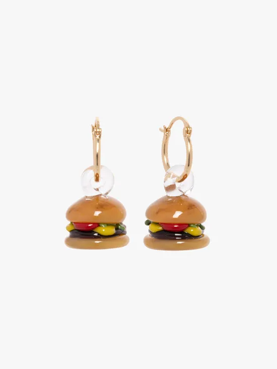 Jewelry Lisa Says Gah Women Cheeseburger Hoops Brown Gold