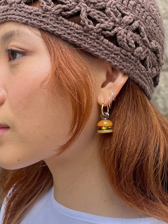 Jewelry Lisa Says Gah Women Cheeseburger Hoops Brown Gold