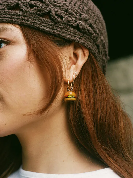 Jewelry Lisa Says Gah Women Cheeseburger Hoops Brown Gold