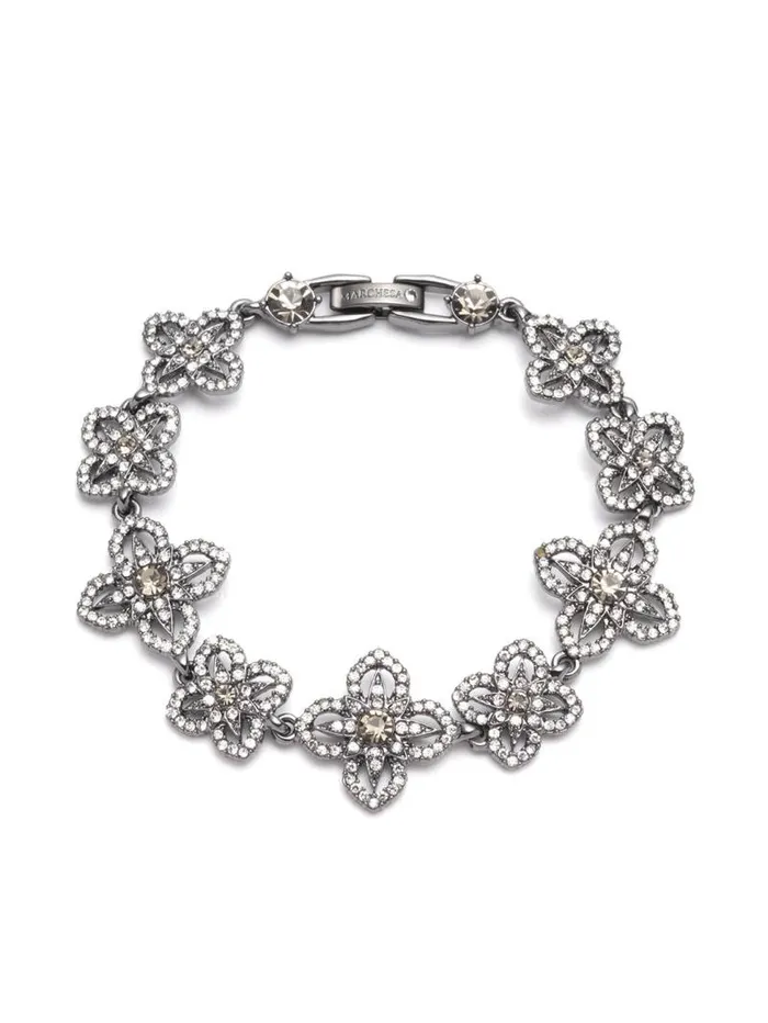 Jewelry Marchesa Bracelets Lace Floral Bracelet Black Diamond