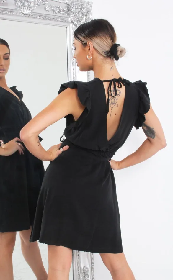 Joyce Black Wrap Ruffle Sleeve Skater Dress Women Missfiga Wrap Dresses Joyce Black Wrap Ruffle Sleeve Skater Dress Women Missfiga Wrap Dresses