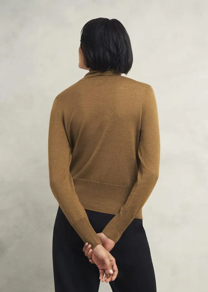 Jumpers and Cardigans Women HOBBS Clarendon Wool Silk Roll Neck Jumper Classic Vicuna