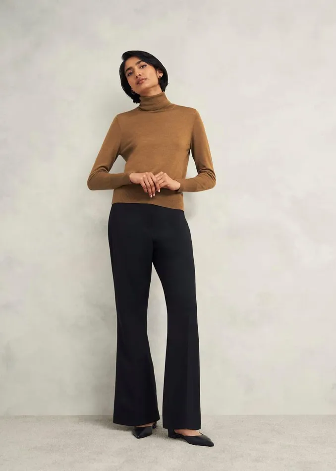 Jumpers and Cardigans Women HOBBS Clarendon Wool Silk Roll Neck Jumper Classic Vicuna
