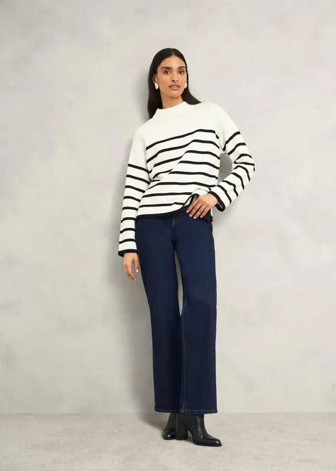 Jumpers and Cardigans Women HOBBS Eastnor Cotton Stripe Jumper Ivory Black