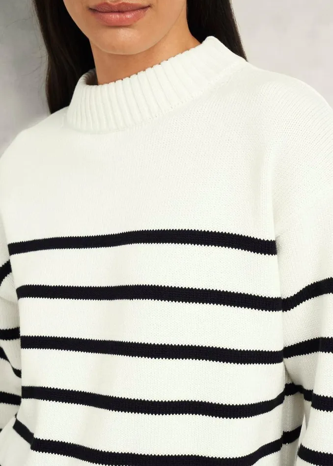 Jumpers and Cardigans Women HOBBS Eastnor Cotton Stripe Jumper Ivory Black