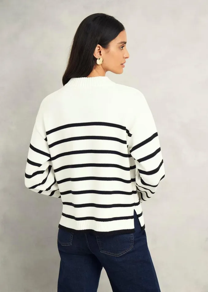 Jumpers and Cardigans Women HOBBS Eastnor Cotton Stripe Jumper Ivory Black