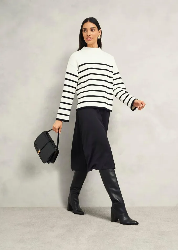 Jumpers and Cardigans Women HOBBS Eastnor Cotton Stripe Jumper Ivory Black